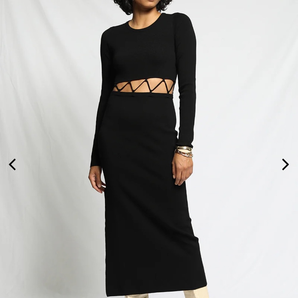The Range VISCOSE BLENDED KNIT LACED LS CREW DRESS size Small